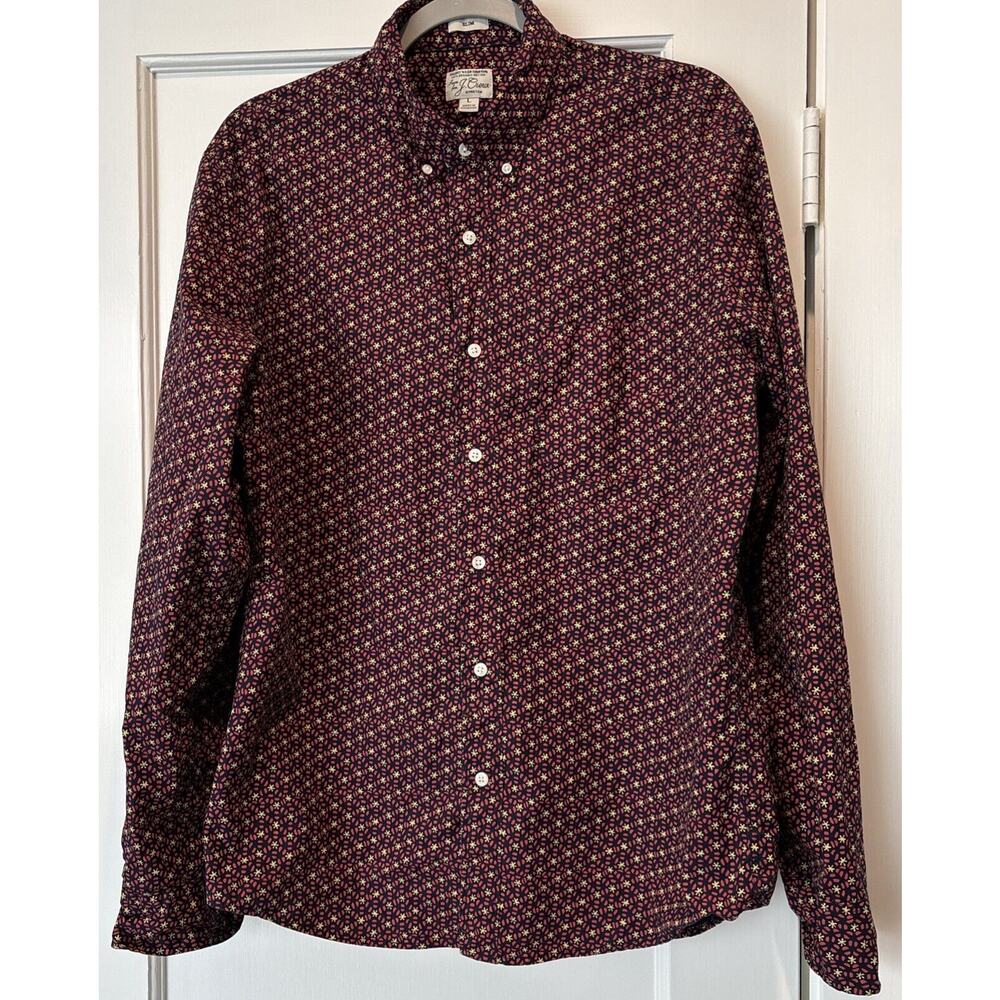 Sewn For J Crew Shirt Mens Large Navy Floral Casual Button Down Spring Flower